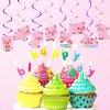 30pcs Cute Pig Party Hanging Swirl Decorations, Pink Piggy Pig Theme Ceiling Streamers Farm Animal Party Supplies Cartoon Pig Party Decor for Kids Birthday Party Baby Shower Room Decoration