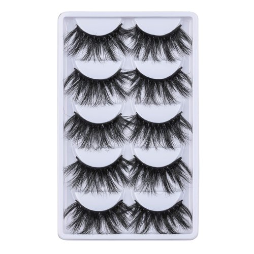 Mink Lashes 25mm False Eyelashes LASGOOS Siberian Luxurious Soft Cross Thick Very Long Wedding Dram Party 5 Pairs Pack 3D Fake Eye Lashes (E87-5)