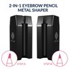 2-in-1 Metal Duckbill-Shape Eyebrow Pencil Shaper with 2 Single Edge Razor Blades - Eye Makeup Shaping Tool for Waterproof Peel Off Brow Pencils - Compact Cosmetic Shaper for Beginners & Professional