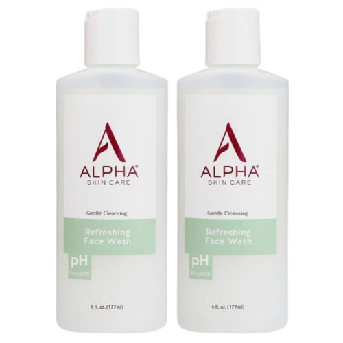 Alpha Skin Care Refreshing Face Wash | Anti-Aging Formula | Citric Hydroxy Acid (AHA) | Gently Cleanses, Purifies, Tones & Restores Ideal PH | For All Skin Types | 6 Fl Oz (2 Pack)