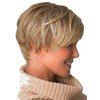Royalfirst Short Blonde Wig with Bangs Pixie Cut Layered Wigs for Women Lady Synthetic Fiber Glueless Wigs Fluffy Natural Looking