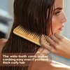 MoyRetty 2 Pieces Bamboo Hair Comb Wide Tooth Brush Handmade of Natural Bamboo Wood Anti-Static For Detangling and Styling Wet or Dry Curly Thick Wavy or Straight Hair For Men or Women