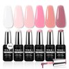 NXJ INFILILA Nude Gel Polish Set, 10ML Milky White x Jelly Nude Gel Nail Polish, Translucent Gel Nail Polish Kit Sheer Nude Gel Polish DIY Nail Art at Home Professional Nail Salon 6 Colors