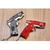 2 Pieces Rubber Band Gun Toy Easy Load Foldable Handmade Toy Gun Mini Metal Rubber Gun with Keychain and 200 Elastic Rubber Bands