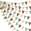 32Ft Sage Green Brown Triangle Flag Fabric Banner Pennant Bunting Garland Streamers for Birthday Wedding Baby Shower Jungle Safari Summer Woodland Camping Outdoor Picnic Garden Party Decorations