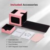 Zettokete MTG Commander Deck Box with Dual Commander Display, Patented Card Deck Box Fits 100 Double-Sleeved Cards, MTG Deck Box with Dice Tray, 2 Dividers, 2 Magnetic Holders, Pink & Black