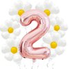 Daisy Balloons Two Groovy Birthday Decorations, 40 Inch Rose Gold Number 2 Balloons, Daisy Balloon for 2 Groovy Birthday Party Decorationsl, Daisy Birthday Party Decorations