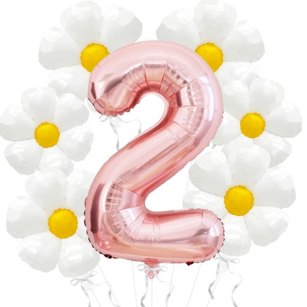Daisy Balloons Two Groovy Birthday Decorations, 40 Inch Rose Gold Number 2 Balloons, Daisy Balloon for 2 Groovy Birthday Party Decorationsl, Daisy Birthday Party Decorations