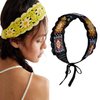 ArrErr Boho Headbands Hair Bandeau Women Turban Vintage Folk Scarf Hippie Crochet Knitted Woven Headwrap Hair Band Floral Head Wrap Bandanas for Girls, Black