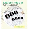 Aegenacess 28pcs Toenail Press on Summer Fake Toe Nails Press ons False Nail Tips Beach Short Pedicure Kit for Women (Black Mixed Dots)
