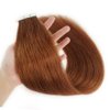 YMEYME Tape in Hair Extensions Human Hair Invisible Reusable Seamless Skin Weft Remy Tape Hair Extensions 20Pcs 50g #30 Auburn 18inch