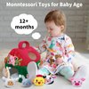 Elfew Baby Toys 6-12 Month, Soft Barn Farm with Stuffed Animals, Baby Montessori Sensory Toys, Plush Farm Animals for Toddlers 1-3, Plush Play Set with Barn