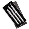 Rada Cutlery - S01 Rada Cutlery Paring Knife Set 3 Knives with Stainless Steel Blades and Brushed Aluminum Made in The USA, 7 1/8", 6 3/4", 6 1/8", Silver Handle