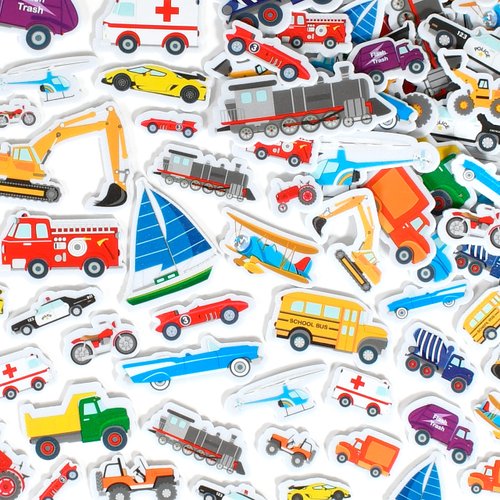 READY 2 LEARN Foam Stickers - Transport - Pack of 168 - Self-Adhesive Stickers for Kids - 3D Puffy Transport Stickers for Laptops, Party Favors and Crafts