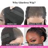 ISEE Wear and Go Glueless Wigs Human Hair Pre Plucked Deep Wave Bob Wig Human Hair Lace Front Wigs for Women Upgraded No Glue Pre Cut 4x4 Lace Closure Glueless Wigs for Black Women Human Hair 14 Inch