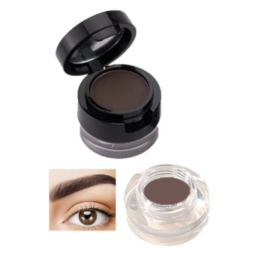 Eyebrow Gel and Setting Powder - Sweatproof 24 Hour Coverage - Eyebrow Brush Set - 4 Piece Eyebrow Kit (Gel/Powder Only - Dark Brown)