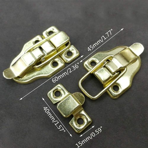 Iron Wood Box Hasp Toolbox Chest Case Luggage Suitcase Spring Loaded Toggle Latch Buckle Lock Clasp Pack of 4 (Gold)