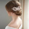 Yean Crystal Bride Wedding Hair Comb Rose Gold Flower Bridal Hair Piece Rhienstone Hair Accessories for Women and Girls (Rose gold)