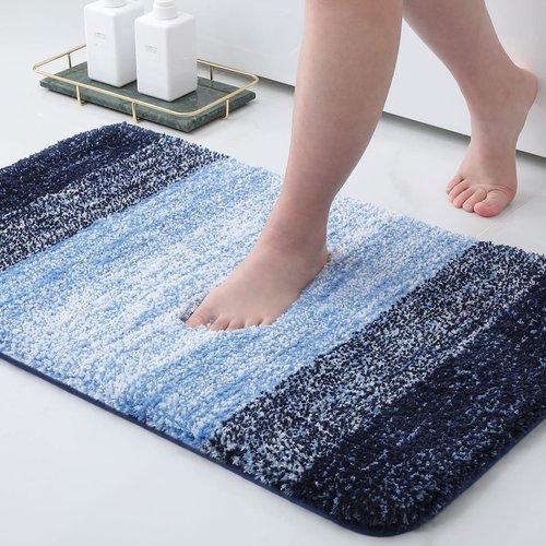Arotive Microfiber Bathroom Rugs, Shaggy Soft and Absorbent Bath Rug, Non-Slip, Thick Plush Bathroom Mat, Machine Washable Dry Bath Mats for Bathroom, Tub and Shower, 30" x 20", Blue