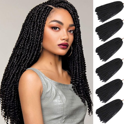 Spring Twist Hair 14 inch 6 Packs Fluffy Spring Twist Crochet Hair Passion Twist Crochet Hair Synthetic Braiding Hair Extensions 15 Strands/Pack(14inch, 2)