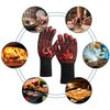 HexinYigjly 1 Pair/2 Pieces BBQ Gloves, Grilling Gloves, Heat Resistant Barbecue Oven Gloves, 1472°F/800°C Kitchen Fireproof Mitts Heat Proof for Grilling, Baking, Cooking, Welding Gloves Mitts - Red