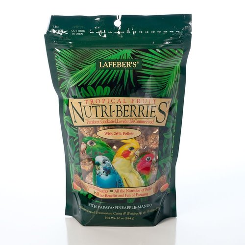LAFEBER'S Tropical Fruit Nutri-Berries Pet Bird Food, Made with Non-GMO and Human-Grade Ingredients, for Cockatiels Conures Parakeets (Budgies) Lovebirds (Tropical Fruit 10 oz)