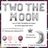 Two the Moon Birthday Decorations for Girl-Space 2nd Birthday Party Supplies Outer Space Astronaut Second Party Decor with Two The Moon Foil Balloon Banner Silver Moon and Star Foil Balloons