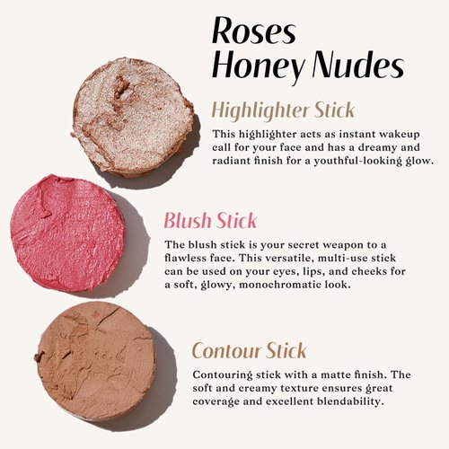 bayfree 3 PCS Makeup Cream Contour Stick Set, Highlighter Stick & Bronzer Stick & Blush Stick, Long Lasting, Natural Face Contour, Dewy & Matte Finish, Multi Stick Trio for All Skin