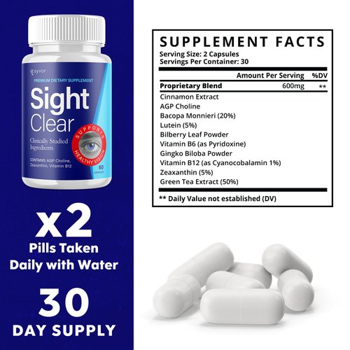 (2 Pack) Sight Clear Capsules, Official Sight Clear 20/20 Vision Vitamin Pills, Eye Health Support Supplement, SightClear Max Strength Vision and Supporting Eye Boosting Formula Vision (120 Capsules)