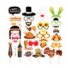 SWYOUN 37PCS Thanksgiving Day Party Supplies Decorations Turkey Masks Photo Booth Props