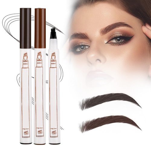 Microblading Eyebrow Pencil,2025 NEW Microblading Eyebrow Pen with 4 Tip Eye Brow Pen,Natural Makeup Fine Stroke Magic Eyebrow Pencil Stay on All Day(Dark Brown+Light Brown)