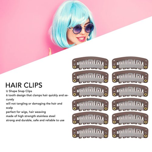 Sonew 100pcs 6 Teeth Wig Clips, 3.2cm U Shape Hair Extension Snap Clips Hat Fixing Clips Wig Accessories Clips for Women Hair Extensions