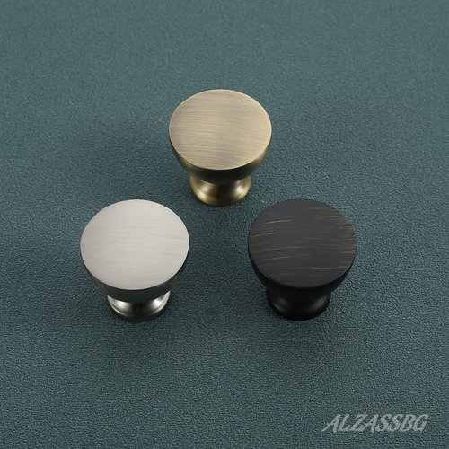 Alzassbg 10 Pack Brushed Antique Brass Cabinet Knobs, 1-1/4 Inch(31.5mm) Diameter Kitchen Cabinet Hardware Flat Round Knobs for Cabinets and Drawers AL6013AB