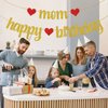 Mom Happy Birthday Banner, Cheers to Monther's Birthday Party Decorations Decors, Women's Birthday/Annversary Party Supplies, Gold&Red Glitter