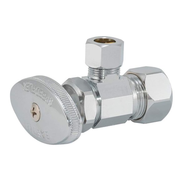 Eastman 5/8 Inch OD Compression x 3/8 Inch OD Compression Multi-Turn Angle Stop Valve, Brass Plumbing Fitting, Chrome, 04348LF