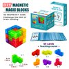 OUXIA Magnetic Building Blocks Magic Magnetic 3D Puzzle Cubes, Set of 7 Multi Shapes Magnetic Blocks with 54 Guide Cards,Parent-Child Interactive Children's Educational Toys (7color)