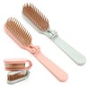 2Pcs Folding Hair Brush Hair Comb Portable Mini Massage Hair Brush Anti-Static Anti-knot for Women & Girls Size for Handbag (dark)