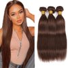 Chocolate Brown Bundles Color #4 Straight Human Hair Bundles Brazilian Dark Brown Straight Bundles Human Hair 14 16 18 Inch Color #4 Bundles Remy Hair Extensions