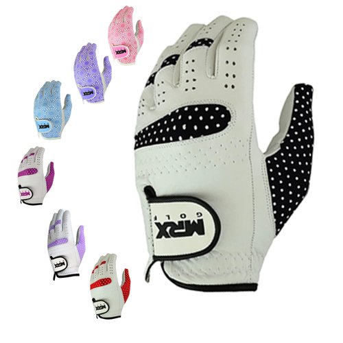 MRX Women Golf Glove Left Handed Golf Gloves Sweat Resistant Soft Cabretta Leather Regular Fit Women Golfer Glove Black