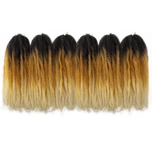 Marley Hair 18 Inch Marley Twist Hair Afro Twist Marley Braiding Hair for Faux Locs Crochet Hair Synthetic Hair Extensions(6Packs,1B/27/613, 18inch)