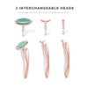 I·B·N G Jade Face Roller with 3 Interchangeable Heads, Facial Tools Face Rollers for Women, Face Massage Skin Care Beauty Tools (Green+Rose)