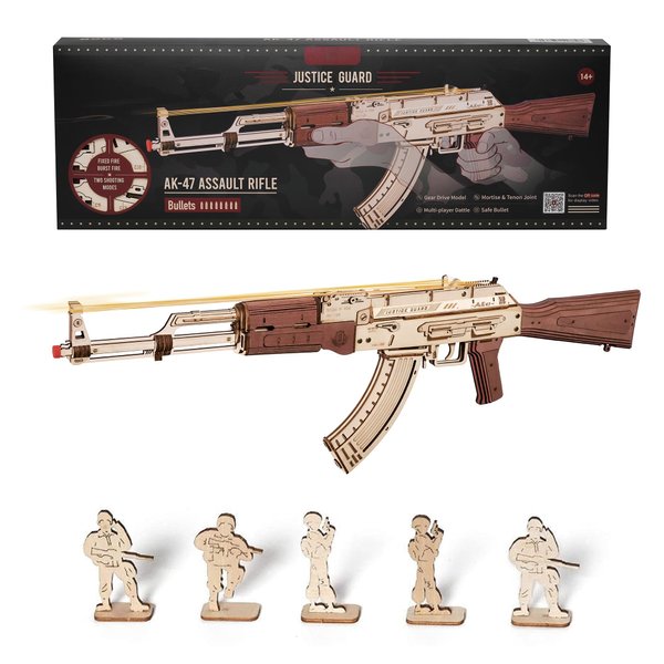 Wowood 3D Wooden Puzzles for Adults, DIY Rubber Band Gun, Wood Model Building Kits for Kids, Wooden Puzzle for Family Time