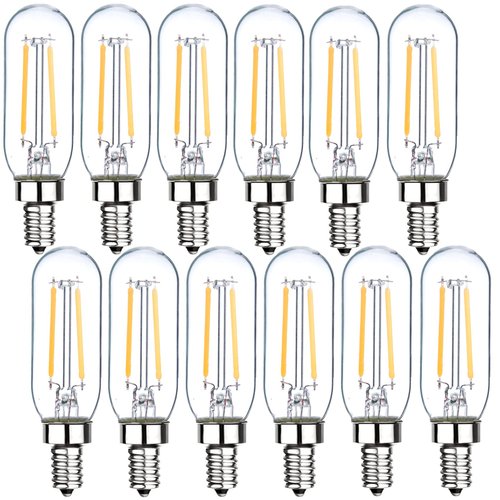 Sunaiony E12 Candelabra Bulb 25W T6 LED Bulb Dimmable 3000K Soft White, 2W Vintage LED Filament Edison Candle Bulb for Chandelier Ceiling Light, 12 Pack