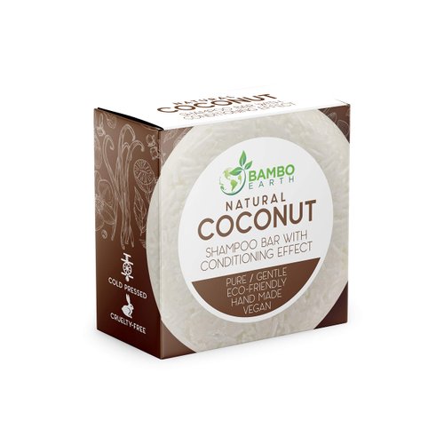 BAMBOEARTH Solid Shampoo Bar And Conditioner Effect Hair Soap – 100% Organic Shampoo Bars For Hair With All Natural Plant Based Essential Oils And Zero Waste Biodegradable Packaging (Coconut)