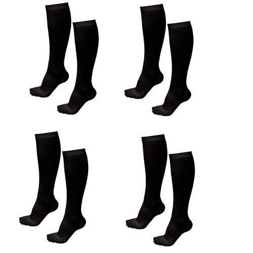 4 Pairs TASOM Compression Socks Over the Calf Below Knee Sock Stockings For Men Woman Foot Feet Ankle Heel Pain Ache Swelling Relief - 4 Pairs Black LG/XL