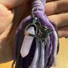 Nutty Natte Handmade Dreadlock Hair Toggle Tie Hair Wrap Dread Wrap Ponytail holder Colorful Woolen yarn and fabric Braid Colourful Bohemian Festival Hair Accessory with crystal charm (Purple)