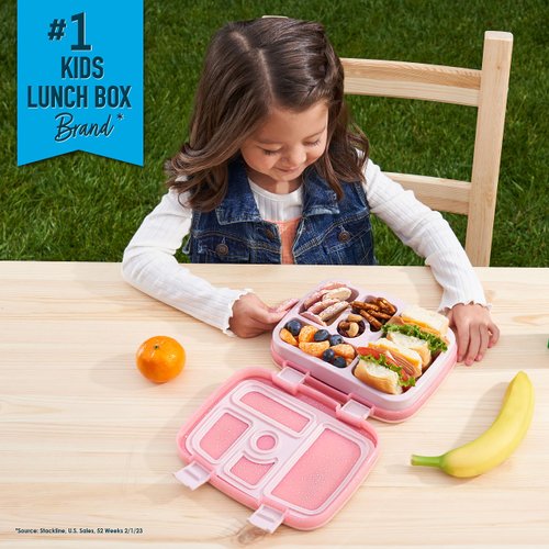 Bentgo® Kids 5-Compartment Lunch Box - Glitter Design for School, Ideal for Ages 3-7, Leak-Proof, Drop-Proof, Dishwasher Safe, & Made with BPA-Free Materials (Glitter Edition - Petal Pink)