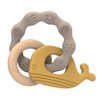 Yobkira Natural Wood & Silicone Teether Ring with Gift Package，Baby Teething Toys Best for Babies 3 Months UP，Cute Whale，100% Food-Grade Silicone (Yellow)