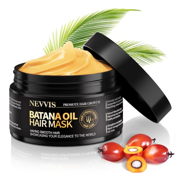 Raw Batana Oil for Hair Growth Dr Sebi Organic, Cold Pressed Batana Oil Hair Mask, 100 Percent Pure Batana Oil from Honduras, Prevents Loss, Moisturizes Scalp, Restores Dry Damaged Hair