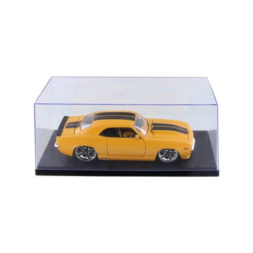 Acrylic Display Case (with 3 Background Designs), Black Base - ModelToyCars 9906BK - 1/24 Scale Accessory